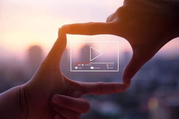 hands framing a content marketing video interface concept